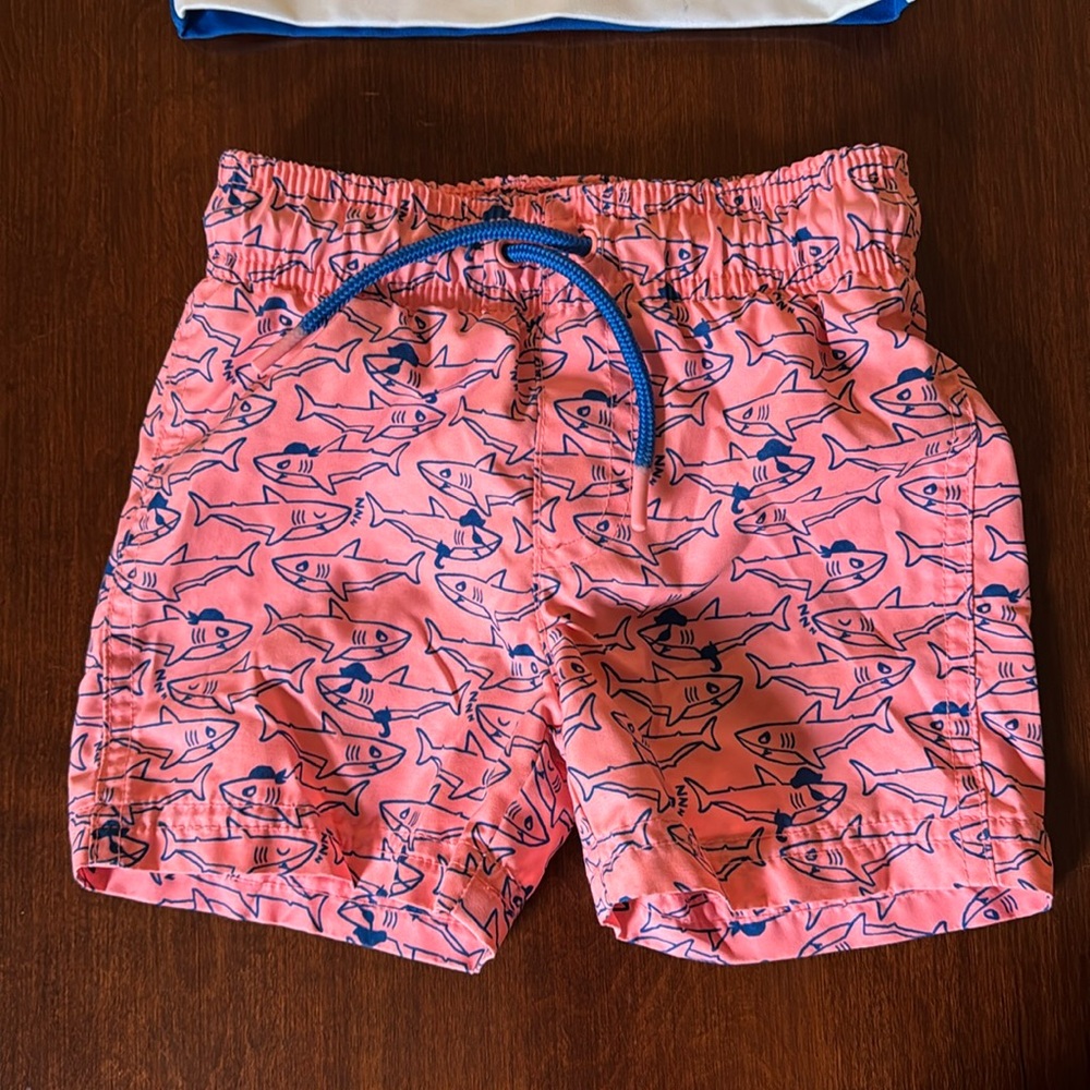 Cat & Jack Pink and Blue Swim Suit set with shark Design - Picture 5 of 8